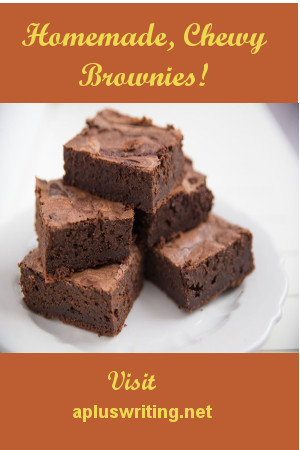 White plate with 5 scrumptious brownies