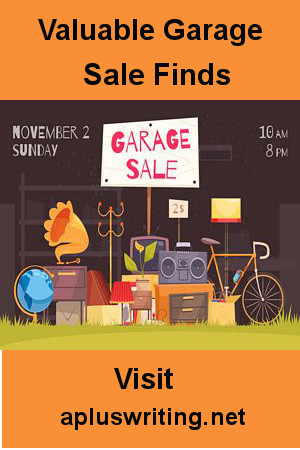 Items sitting on lawn with a large garage sale sign