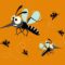 Mosquitoes on an orange background