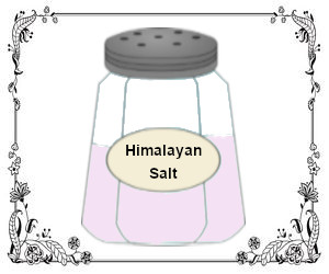 A salt shaker containing pink Himalayan salt.