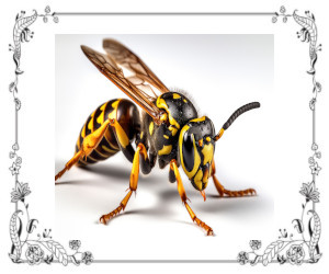 A yellow and black wasp