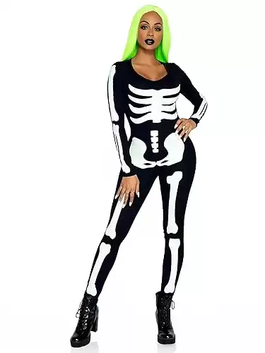 Leg Avenue Women's Glow in The Dark Skeleton Bodysuit Halloween Costume