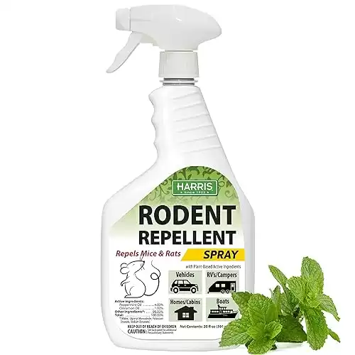 HARRIS Peppermint Oil Mice & Rodent Repellent Spray for House and Car Engines, Humane Mouse Trap Substitute, 20oz