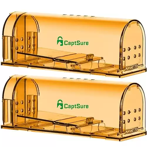 CaptSure 2-Pack Humane Mouse Traps Indoor for Home - Catch and Release, Small Live Mice Traps for House Indoor & Outdoor - Reusable Catcher & No Kill Traps for Rodent/Voles/Hamsters/Moles