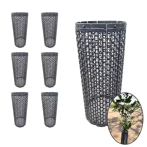 Plant and Tree Guard Protector; Wrap Tall Expandable Grow Tubes Around Trunk Bark, Landscape Plants, Saplings, and Vines; Protection from Trimmers, Weed whackers, and Animals (6, Slate)