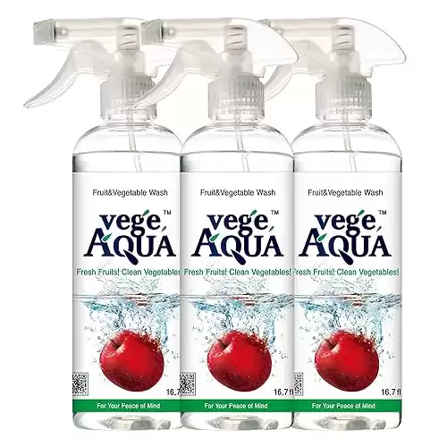 vegeAQUA Fruit and vegetable wash - No taste, No scent - Spray and rinse - Cleans fruits and veggies|16.7 oz/475ml | Pack of 3