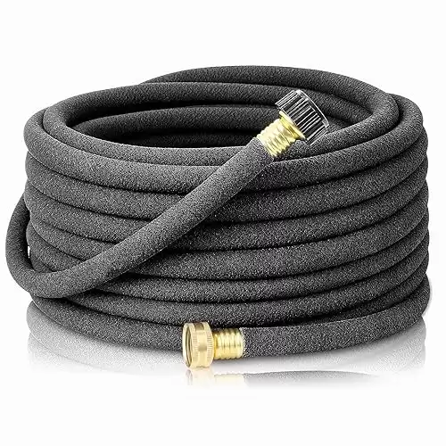 STYDDI Soaker Hose, 1/2" x 50 FT Round Rubber Garden Soaker Hose, Heavy Duty Water Seeper Soaker Hoses for Foundation Watering, Garden Beds, Garden, Lawn and Plants