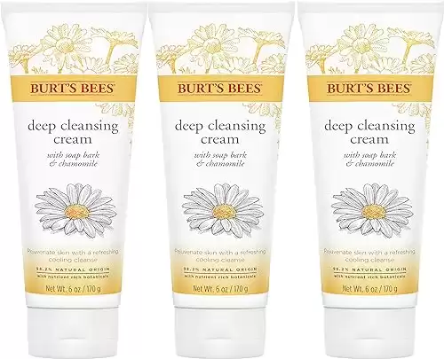 Burt's Bees Face Wash, Deep Facial Cleansing Cream, All Natural Cleanser with Chamomile, 6 Ounce (Pack of 3) (Packaging May Vary)